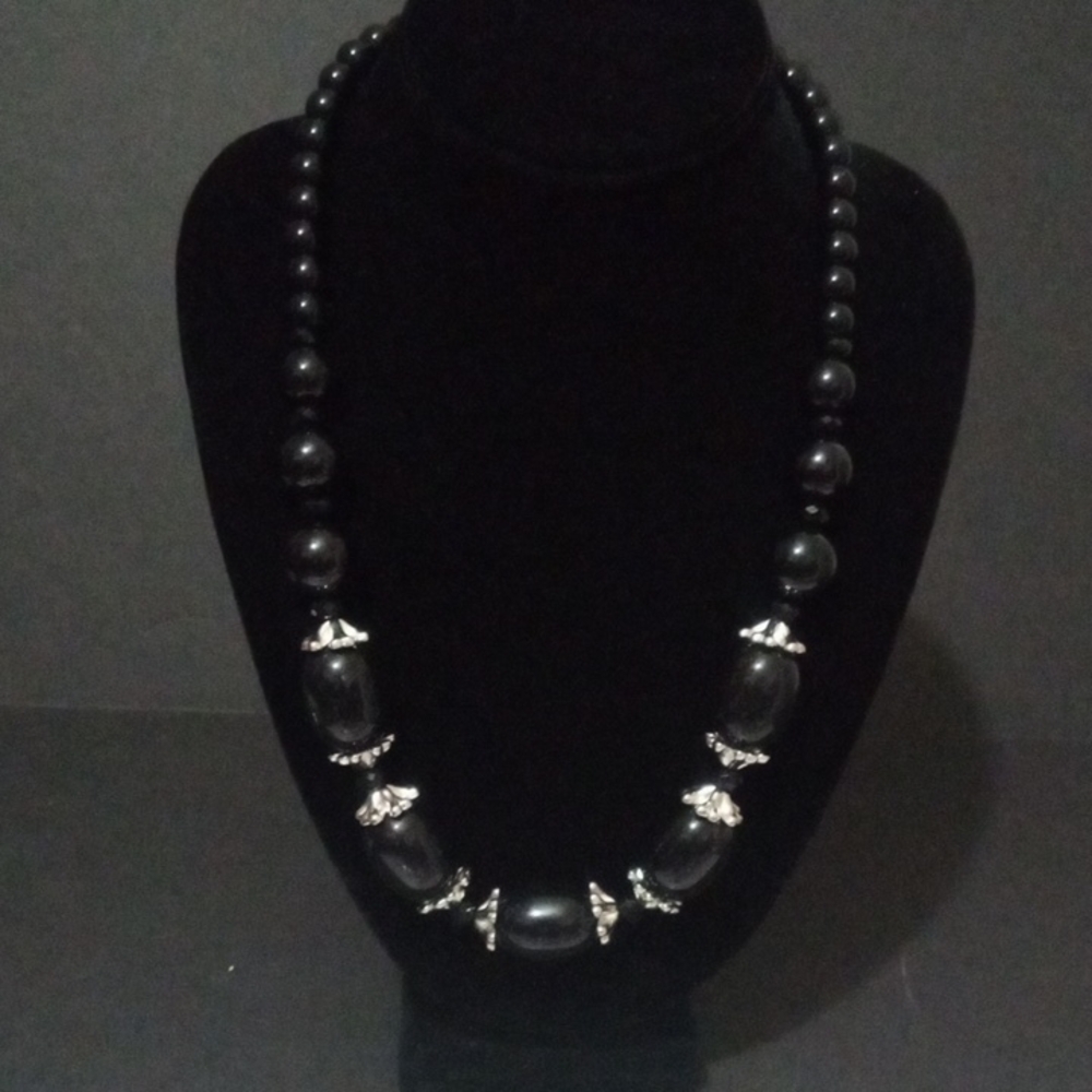 Paparazzi Black Beaded Necklace with Silver Accents